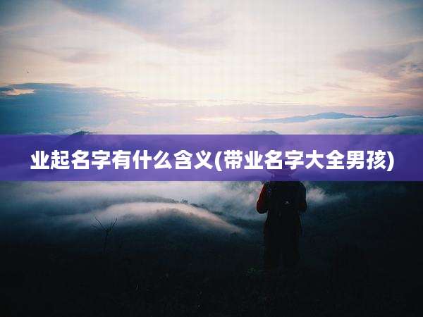 业起名字有什么含义(带业名字大全男孩)