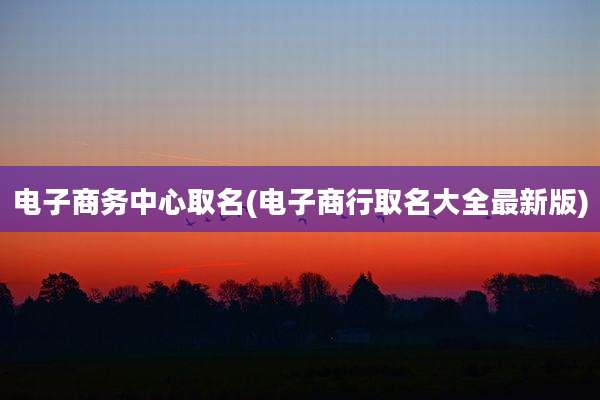 电子商务中心取名(电子商行取名大全最新版)