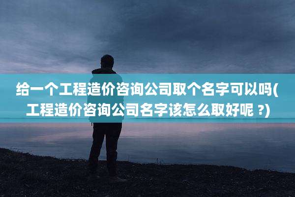给一个工程造价咨询公司取个名字可以吗(工程造价咨询公司名字该怎么取好呢 ?)