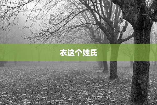 衣这个姓氏