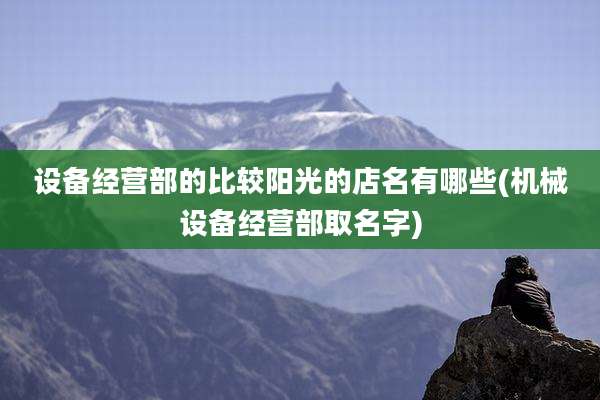 设备经营部的比较阳光的店名有哪些(机械设备经营部取名字)