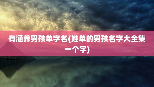 有涵养男孩单字名(姓单的男孩名字大全集一个字)