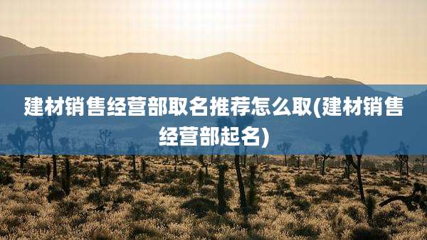 建材销售经营部取名推荐怎么取(建材销售经营部起名)