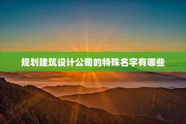规划建筑设计公司的特殊名字有哪些