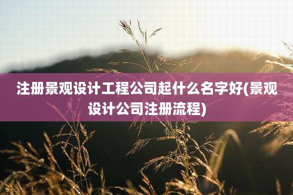 注册景观设计工程公司起什么名字好(景观设计公司注册流程)