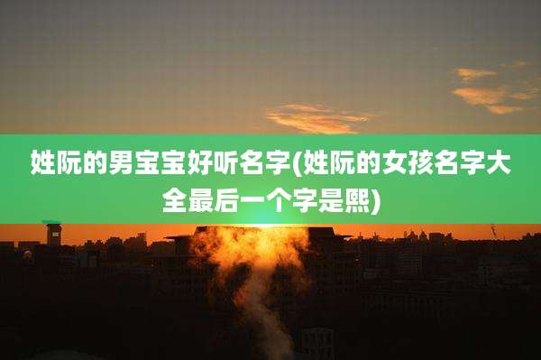 姓阮的男宝宝好听名字(姓阮的女孩名字大全最后一个字是熙)