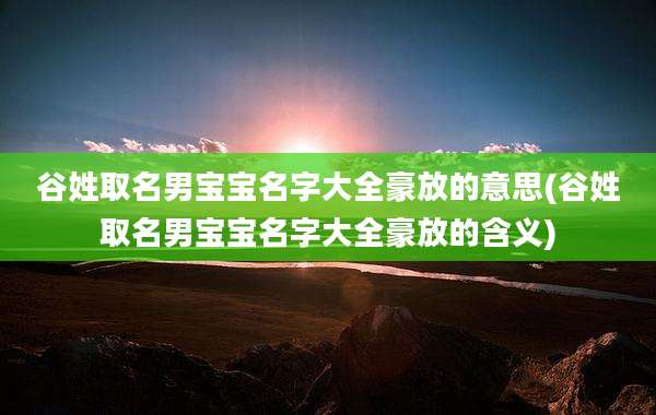 谷姓取名男宝宝名字大全豪放的意思(谷姓取名男宝宝名字大全豪放的含义)