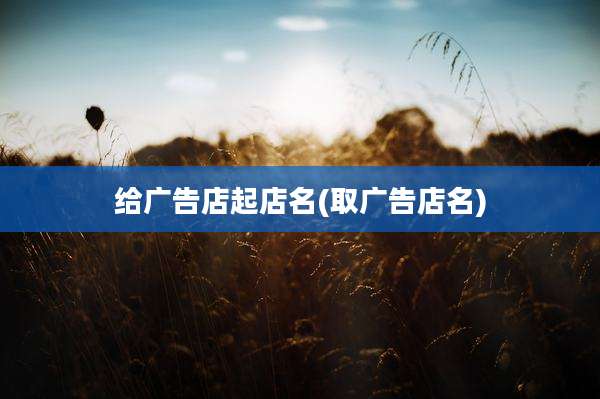 给广告店起店名(取广告店名)