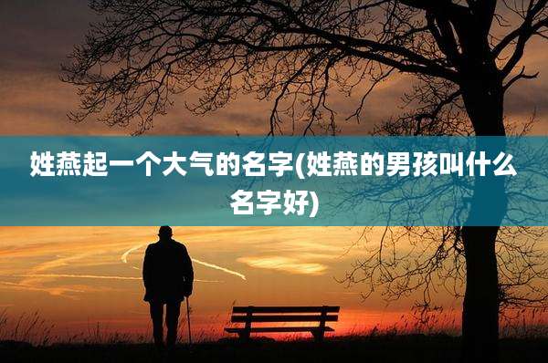 姓燕起一个大气的名字(姓燕的男孩叫什么名字好)