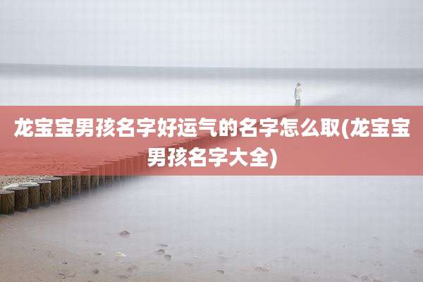 龙宝宝男孩名字好运气的名字怎么取(龙宝宝男孩名字大全)
