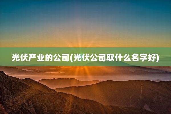 光伏产业的公司(光伏公司取什么名字好)