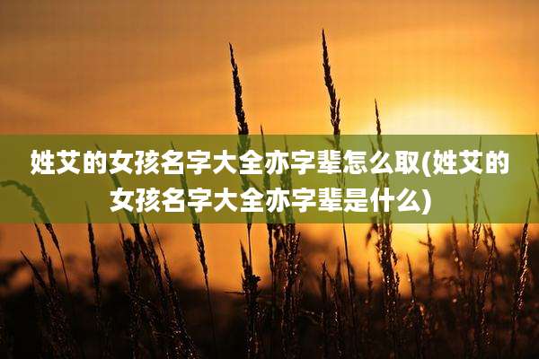 姓艾的女孩名字大全亦字辈怎么取(姓艾的女孩名字大全亦字辈是什么)