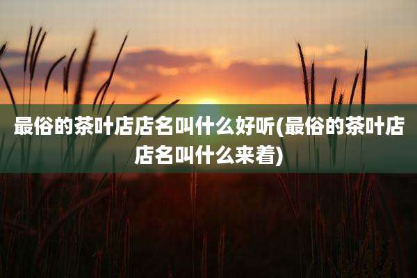 最俗的茶叶店店名叫什么好听(最俗的茶叶店店名叫什么来着)