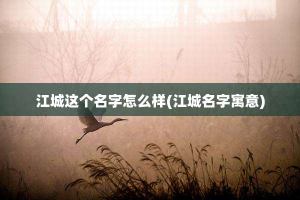 江城这个名字怎么样(江城名字寓意)