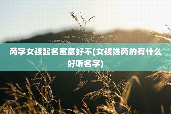 芮字女孩起名寓意好不(女孩姓芮的有什么好听名字)