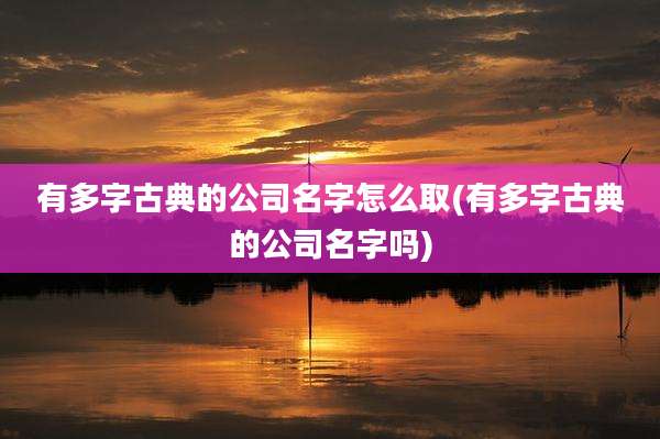 有多字古典的公司名字怎么取(有多字古典的公司名字吗)