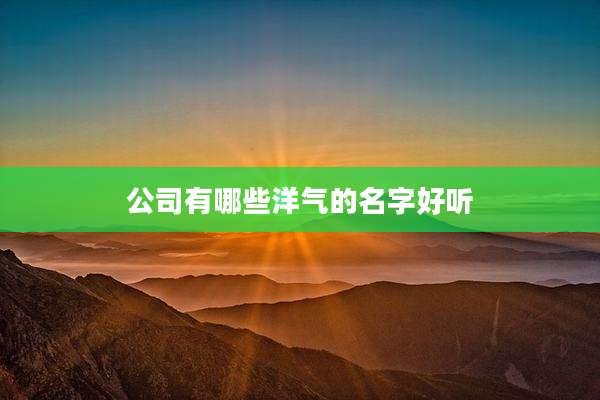 公司有哪些洋气的名字好听