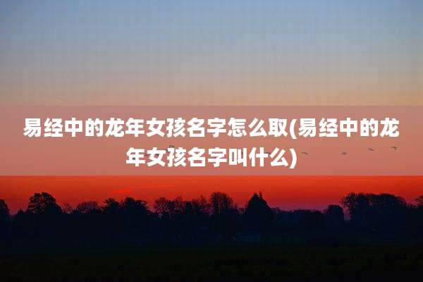 易经中的龙年女孩名字怎么取(易经中的龙年女孩名字叫什么)