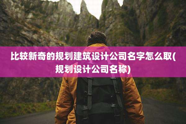 比较新奇的规划建筑设计公司名字怎么取(规划设计公司名称)