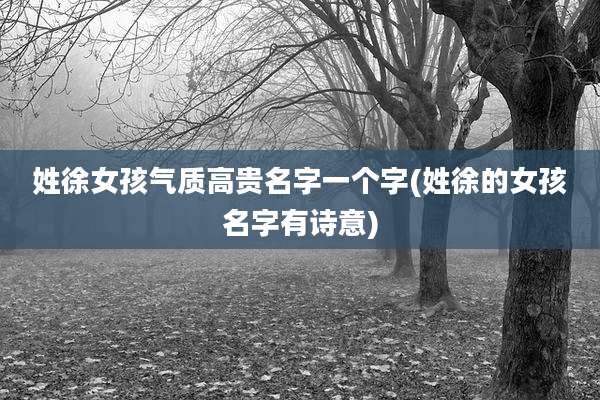 姓徐女孩气质高贵名字一个字(姓徐的女孩名字有诗意)