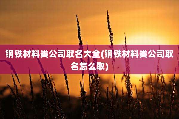 钢铁材料类公司取名大全(钢铁材料类公司取名怎么取)