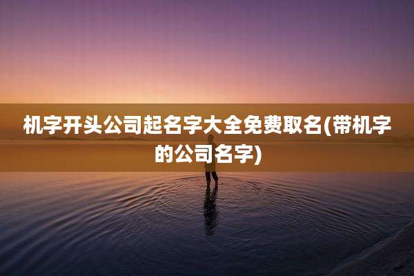 机字开头公司起名字大全免费取名(带机字的公司名字)