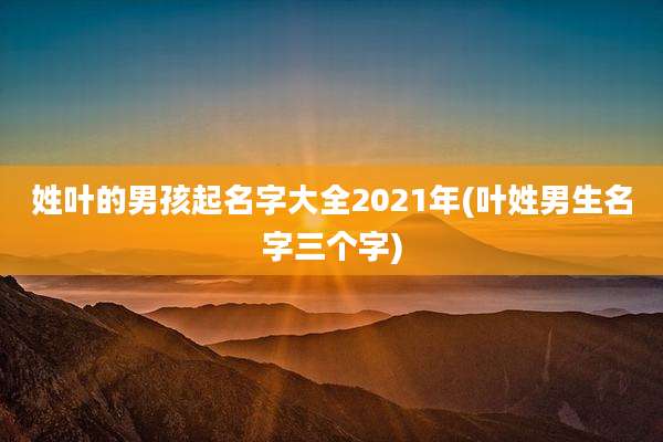 姓叶的男孩起名字大全2021年(叶姓男生名字三个字)