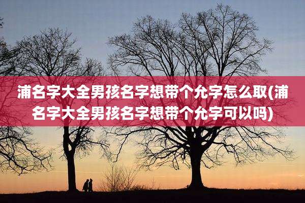 浦名字大全男孩名字想带个允字怎么取(浦名字大全男孩名字想带个允字可以吗)