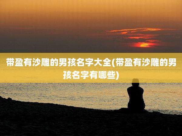 带盈有沙雕的男孩名字大全(带盈有沙雕的男孩名字有哪些)