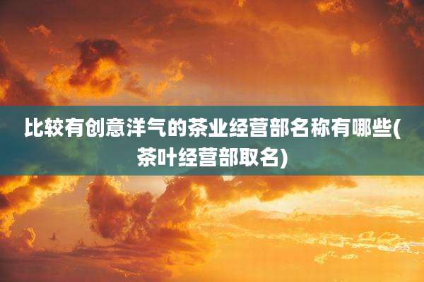 比较有创意洋气的茶业经营部名称有哪些(茶叶经营部取名)
