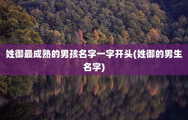姓御最成熟的男孩名字一字开头(姓御的男生名字)