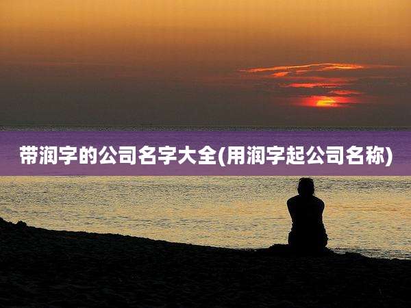 带润字的公司名字大全(用润字起公司名称)
