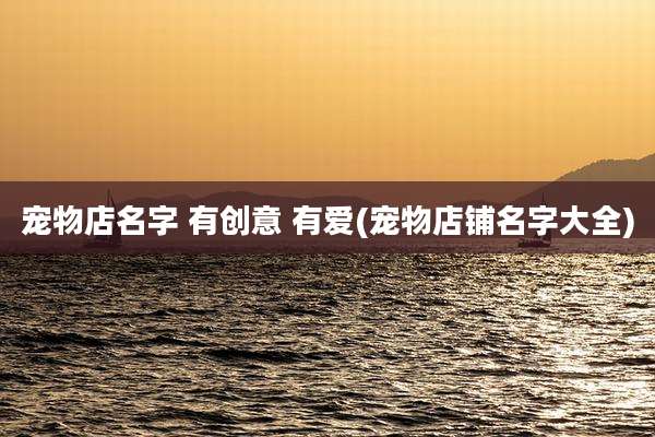 宠物店名字 有创意 有爱(宠物店铺名字大全)