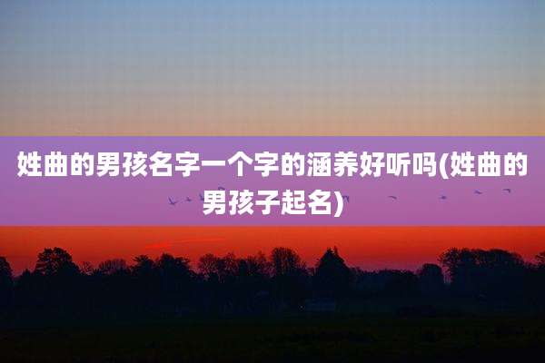 姓曲的男孩名字一个字的涵养好听吗(姓曲的男孩子起名)
