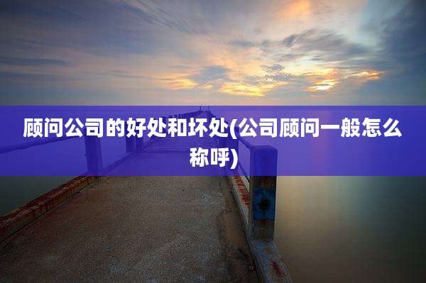 顾问公司的好处和坏处(公司顾问一般怎么称呼)