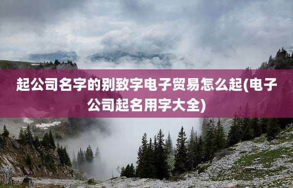 起公司名字的别致字电子贸易怎么起(电子公司起名用字大全)