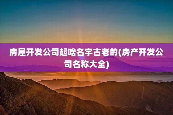 房屋开发公司起啥名字古老的(房产开发公司名称大全)