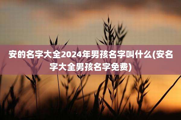 安的名字大全2024年男孩名字叫什么(安名字大全男孩名字免费)