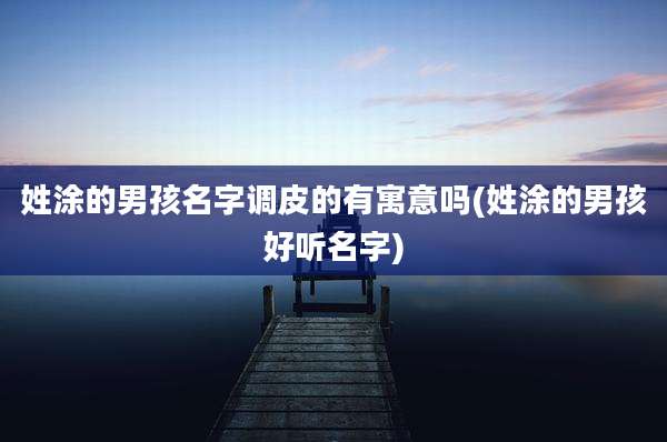 姓涂的男孩名字调皮的有寓意吗(姓涂的男孩好听名字)