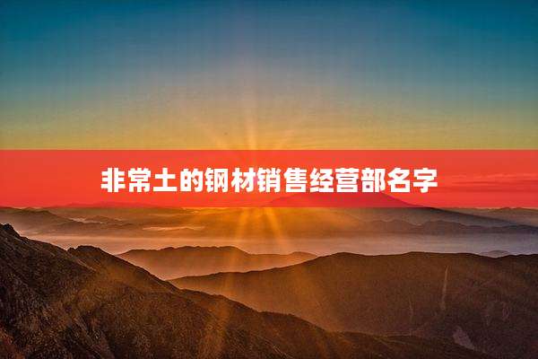 非常土的钢材销售经营部名字