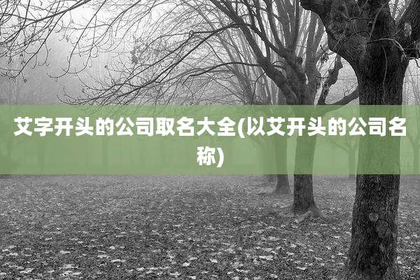 艾字开头的公司取名大全(以艾开头的公司名称)