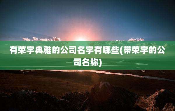 有荣字典雅的公司名字有哪些(带荣字的公司名称)