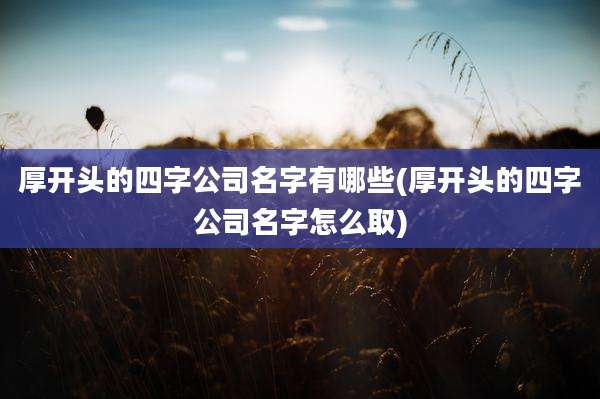 厚开头的四字公司名字有哪些(厚开头的四字公司名字怎么取)