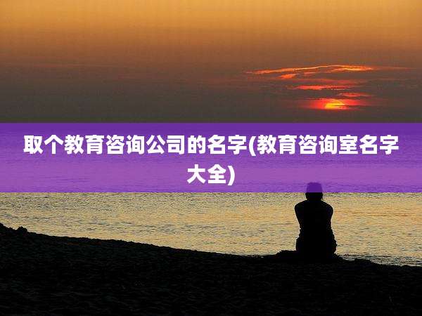 取个教育咨询公司的名字(教育咨询室名字大全)
