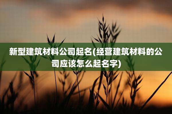 新型建筑材料公司起名(经营建筑材料的公司应该怎么起名字)