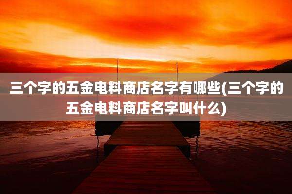 三个字的五金电料商店名字有哪些(三个字的五金电料商店名字叫什么)