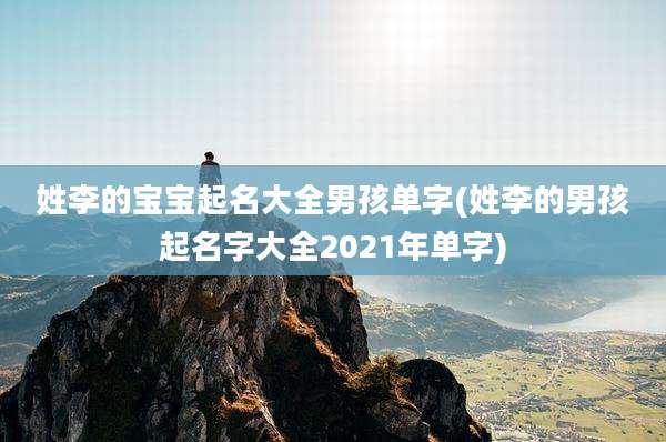 姓李的宝宝起名大全男孩单字(姓李的男孩起名字大全2021年单字)