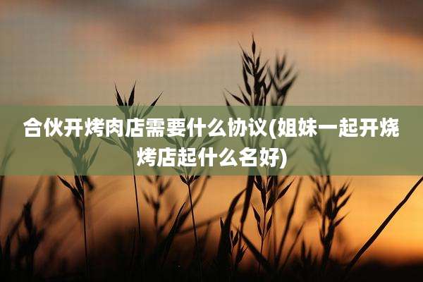 合伙开烤肉店需要什么协议(姐妹一起开烧烤店起什么名好)
