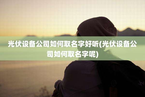 光伏设备公司如何取名字好听(光伏设备公司如何取名字呢)