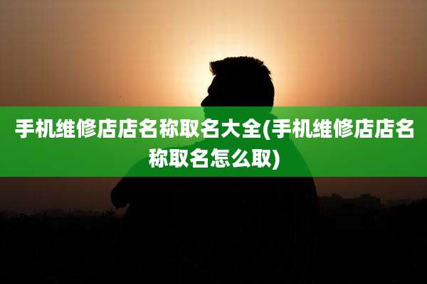 手机维修店店名称取名大全(手机维修店店名称取名怎么取)